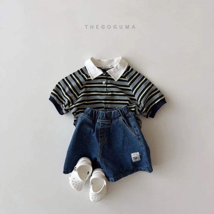 Thegoguma - Korean Children Fashion - #kidsshorts - Pongpong Stripe Collar Tee - 2