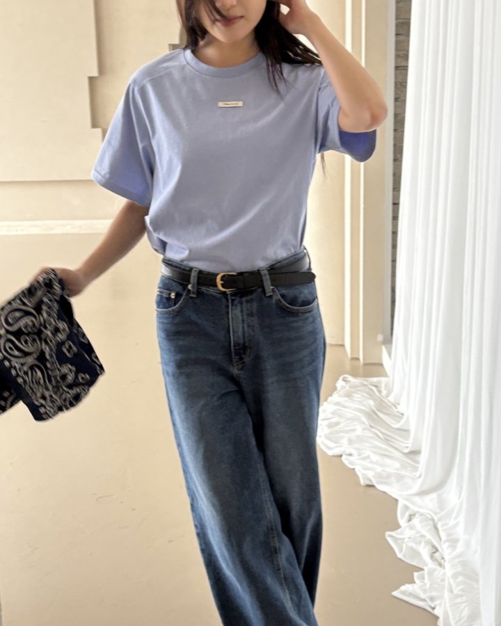 Theres - Korean Women Fashion - #momslook - Slit Tee - 9