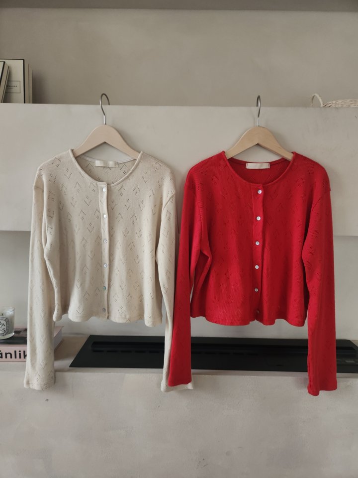 Theres - Korean Women Fashion - #restrostyle - Punching Cardigan - 3