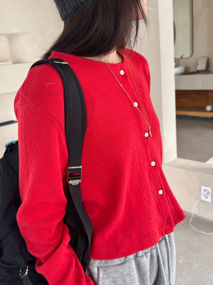 Theres - Korean Women Fashion - #restrostyle - Punching Cardigan - 4