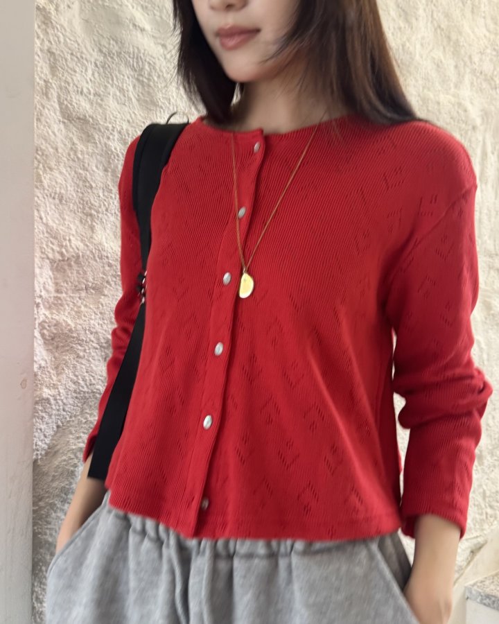 Theres - Korean Women Fashion - #womensfashion - Punching Cardigan - 9