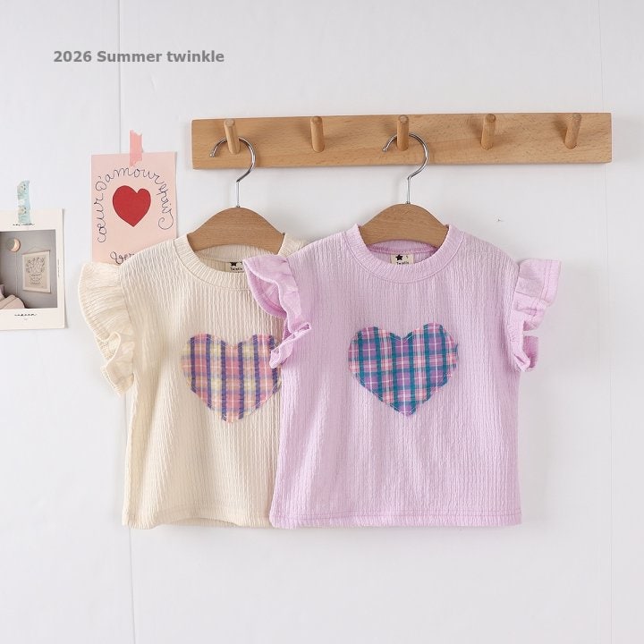 Twinkle - Korean Children Fashion - #Kfashion4kids - Berry Frill Heart Tee