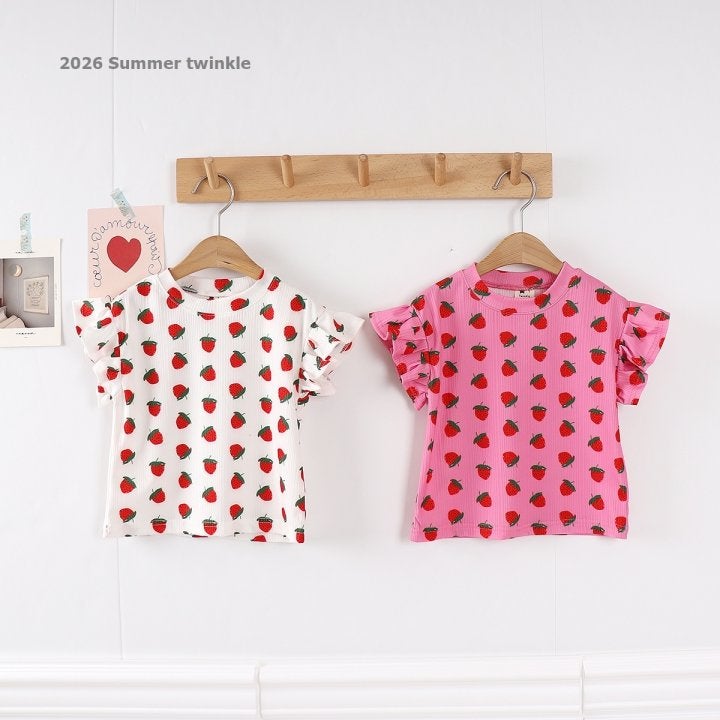 Twinkle - Korean Children Fashion - #Kfashion4kids - Strawberry Frill Tee - 3