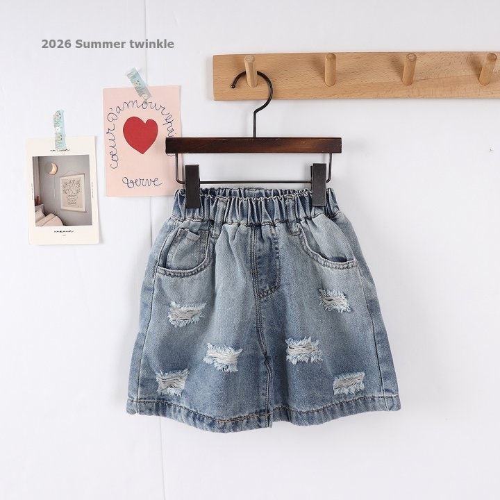 Twinkle - Korean Children Fashion - #childrensboutique - 4-Length Vintage Denim Shorts - 2
