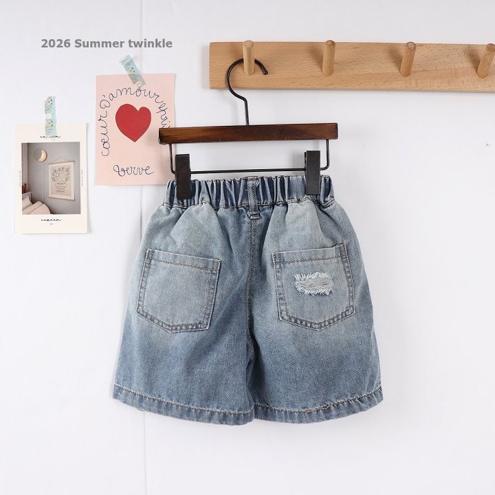 Twinkle - Korean Children Fashion - #designkidswear - 4-Length Vintage Denim Shorts - 3