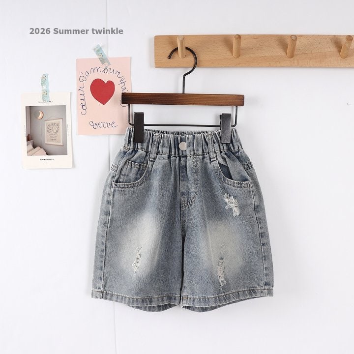 Twinkle - Korean Children Fashion - #designkidswear - 5-Length Vintage Denim Shorts - 2