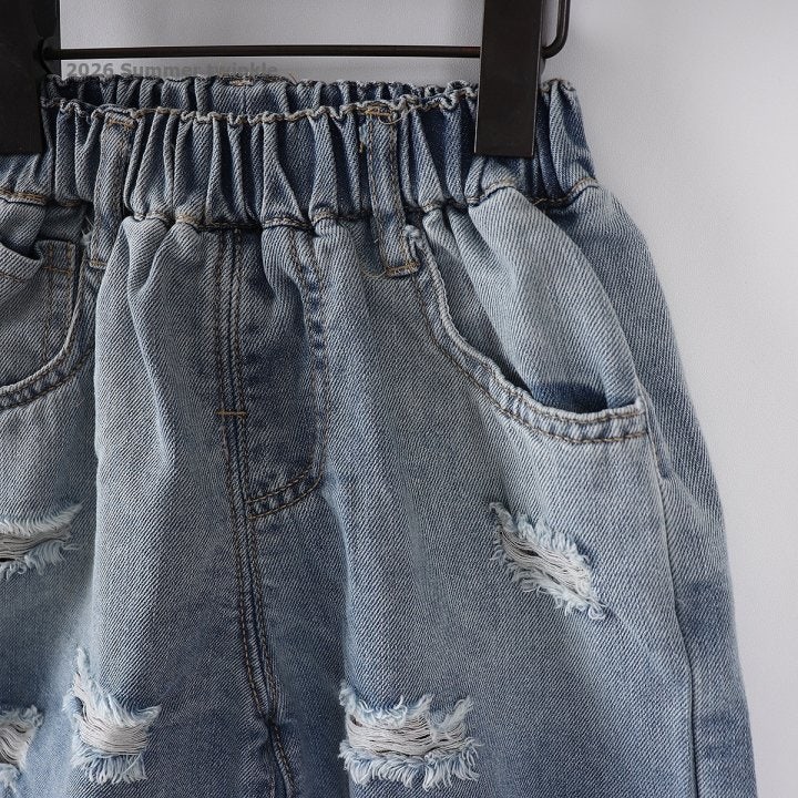 Twinkle - Korean Children Fashion - #fashionkids - 4-Length Vintage Denim Shorts - 5