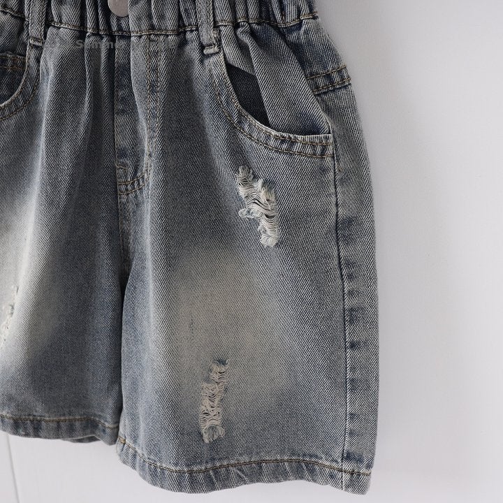 Twinkle - Korean Children Fashion - #discoveringself - 5-Length Vintage Denim Shorts - 4
