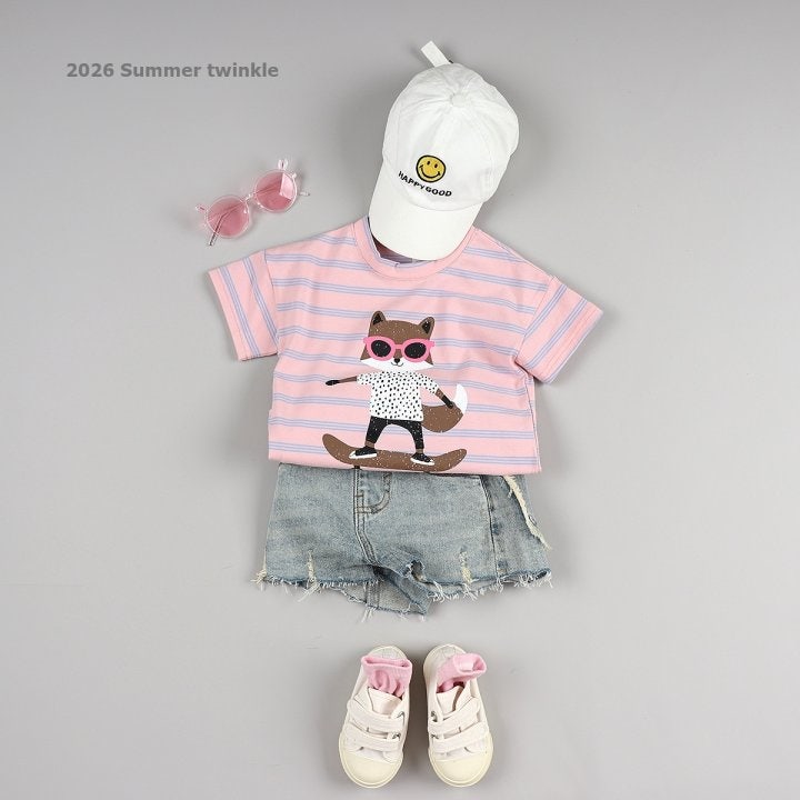 Twinkle - Korean Children Fashion - #fashionkids - Striped Fox Tee - 2