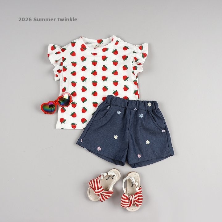 Twinkle - Korean Children Fashion - #kidsstore - Flower Embroidered Denim Pants - 10
