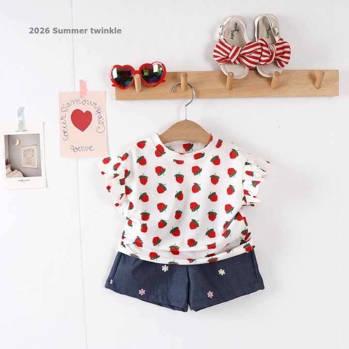 Twinkle - Korean Children Fashion - #kidsstore - Strawberry Frill Tee