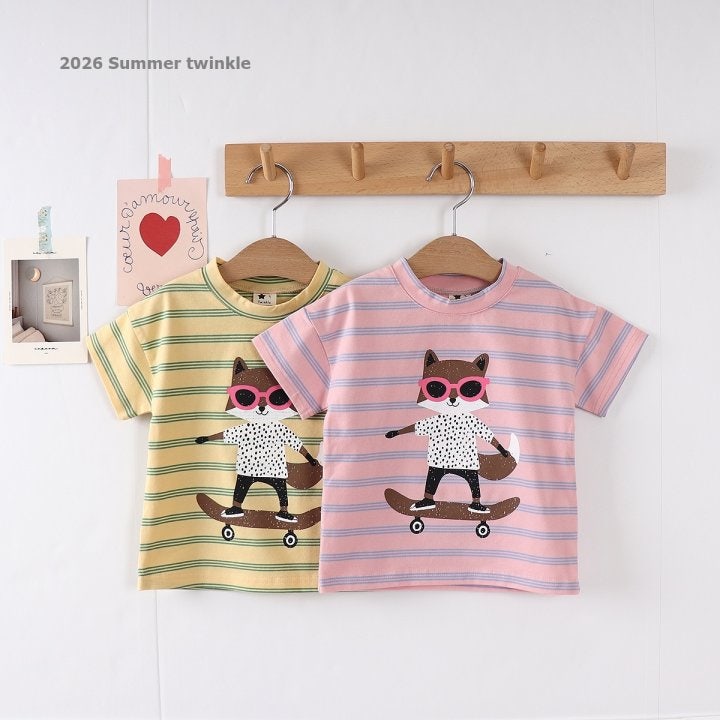 Twinkle - Korean Children Fashion - #kidzfashiontrend - Striped Fox Tee - 5