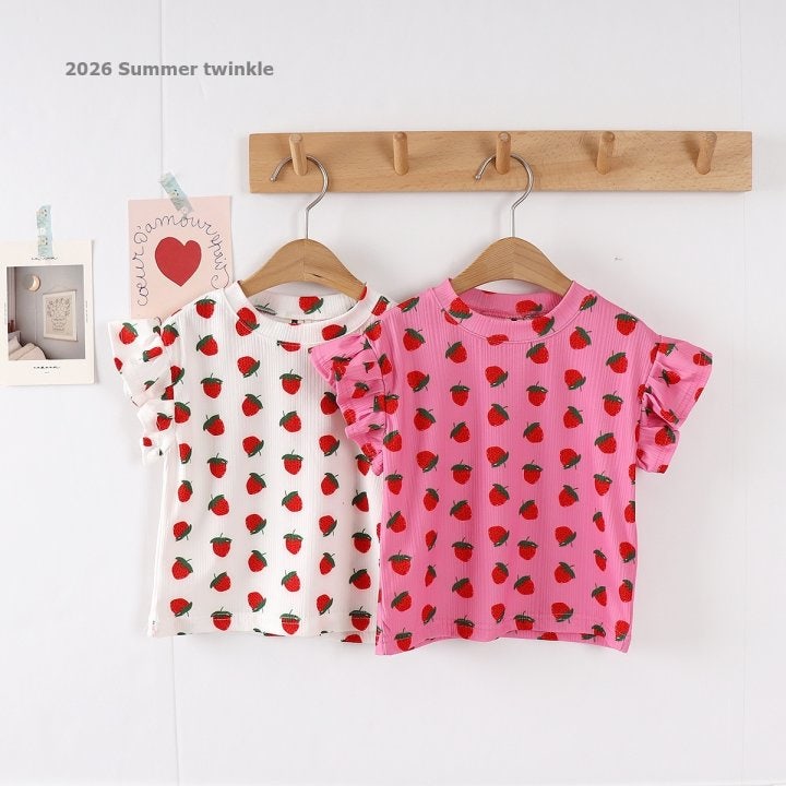Twinkle - Korean Children Fashion - #kidzfashiontrend - Strawberry Frill Tee - 2