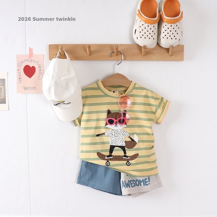 Twinkle - Korean Children Fashion - #littlefashionista - Striped Fox Tee - 7