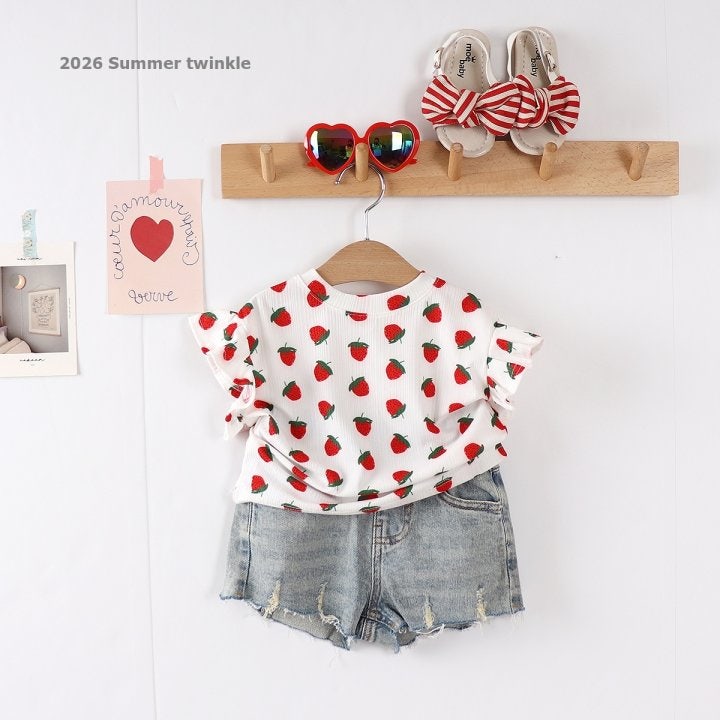 Twinkle - Korean Children Fashion - #magicofchildhood - Strawberry Frill Tee - 5