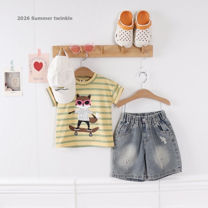 Twinkle - Korean Children Fashion - #minifashionista - Striped Fox Tee - 9