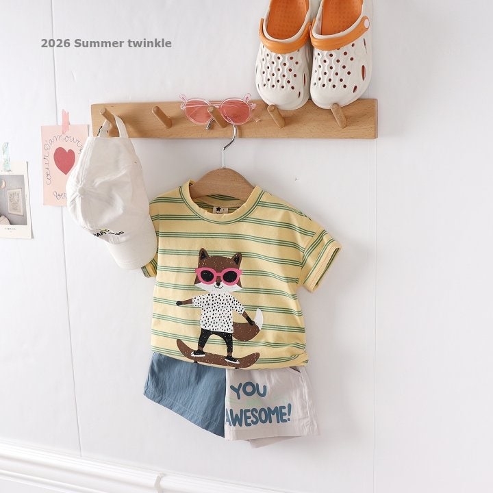 Twinkle - Korean Children Fashion - #prettylittlegirls - Striped Fox Tee - 10