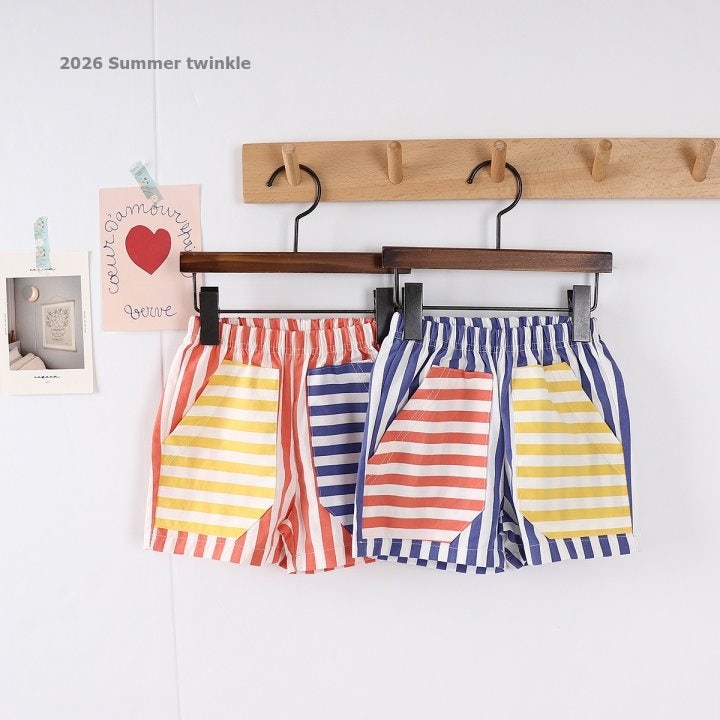 Twinkle - Korean Children Fashion - #todddlerfashion - Striped Rainbow Pocket Shorts - 2