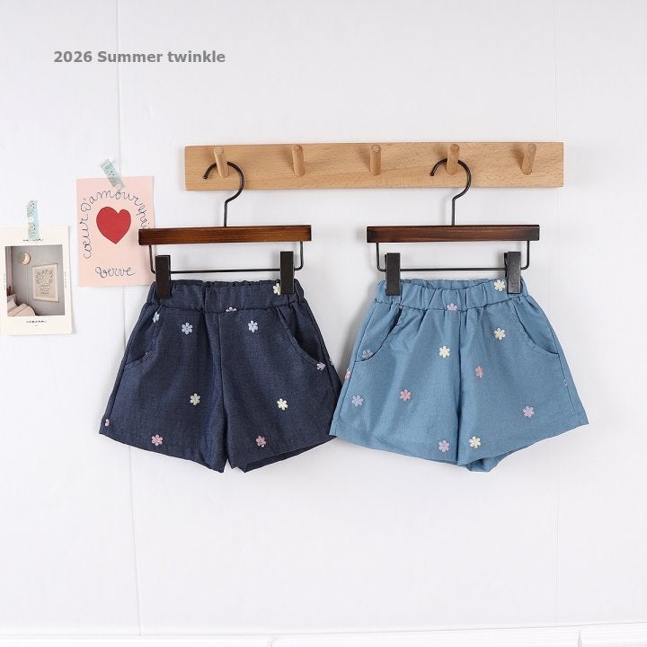 Twinkle - Korean Children Fashion - #toddlerclothing - Flower Embroidered Denim Pants - 2