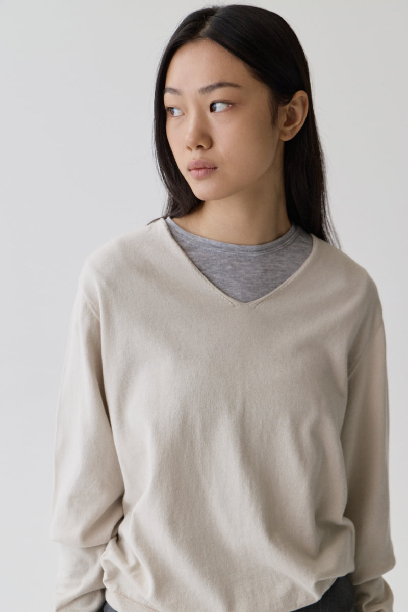 Understanding - Korean Women Fashion - #momslook - Cotton V-Neck Knit - 8