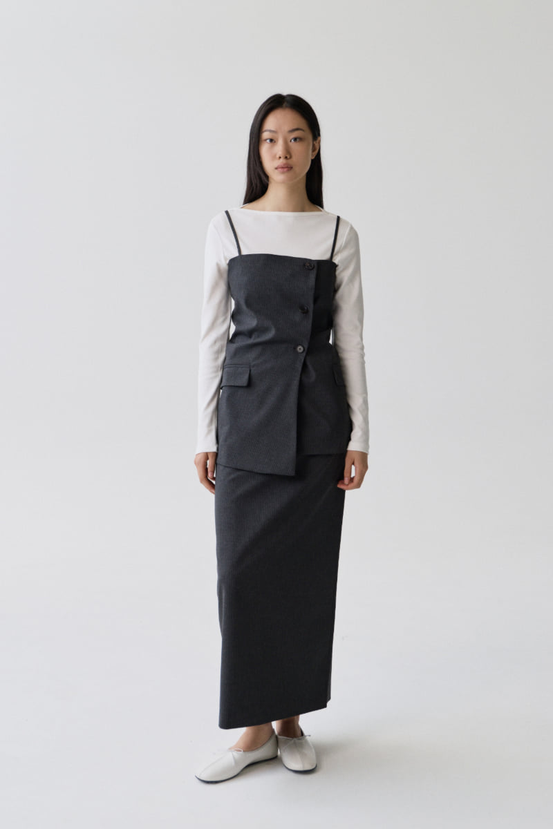 Understanding - Korean Women Fashion - #momslook - Pinstripe Bustier - 2