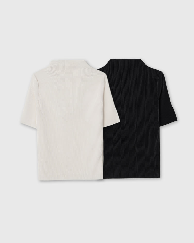Understanding - Korean Women Fashion - #momslook - Sleeve Slit Pleats Tee