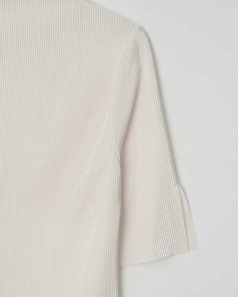 Understanding - Korean Women Fashion - #momslook - Sleeve Slit Pleats Tee - 11