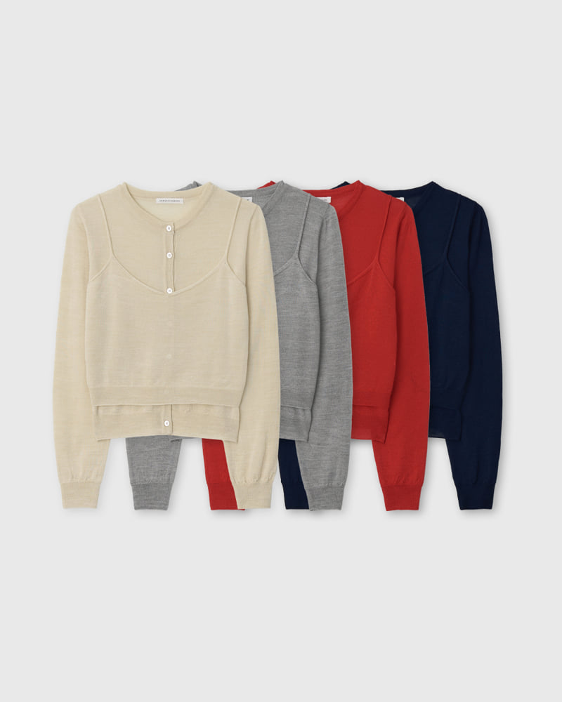 Understanding - Korean Women Fashion - #momslook - Round Knit Cardigan (Sleeveless Set)