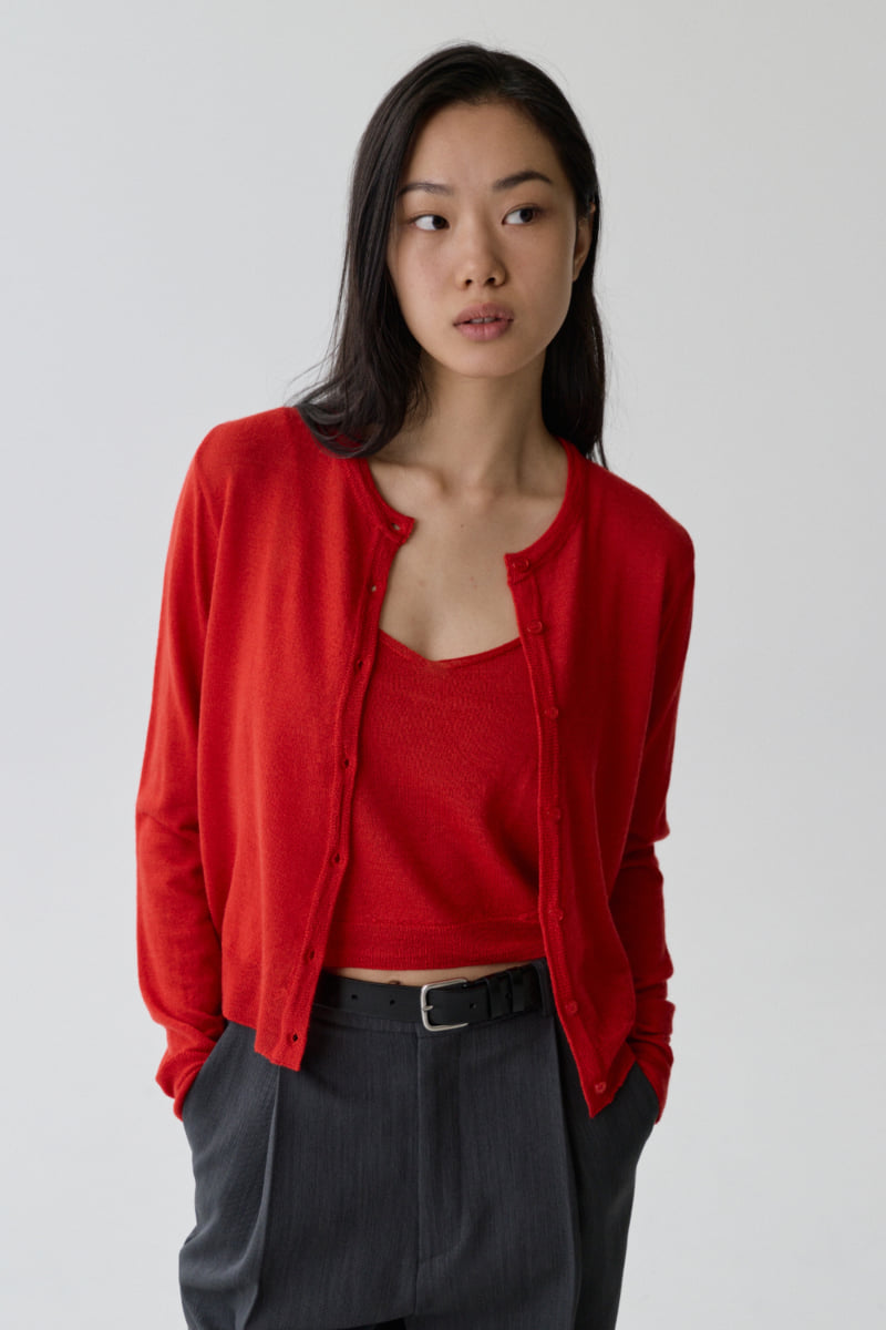 Understanding - Korean Women Fashion - #momslook - Round Knit Cardigan (Sleeveless Set) - 3