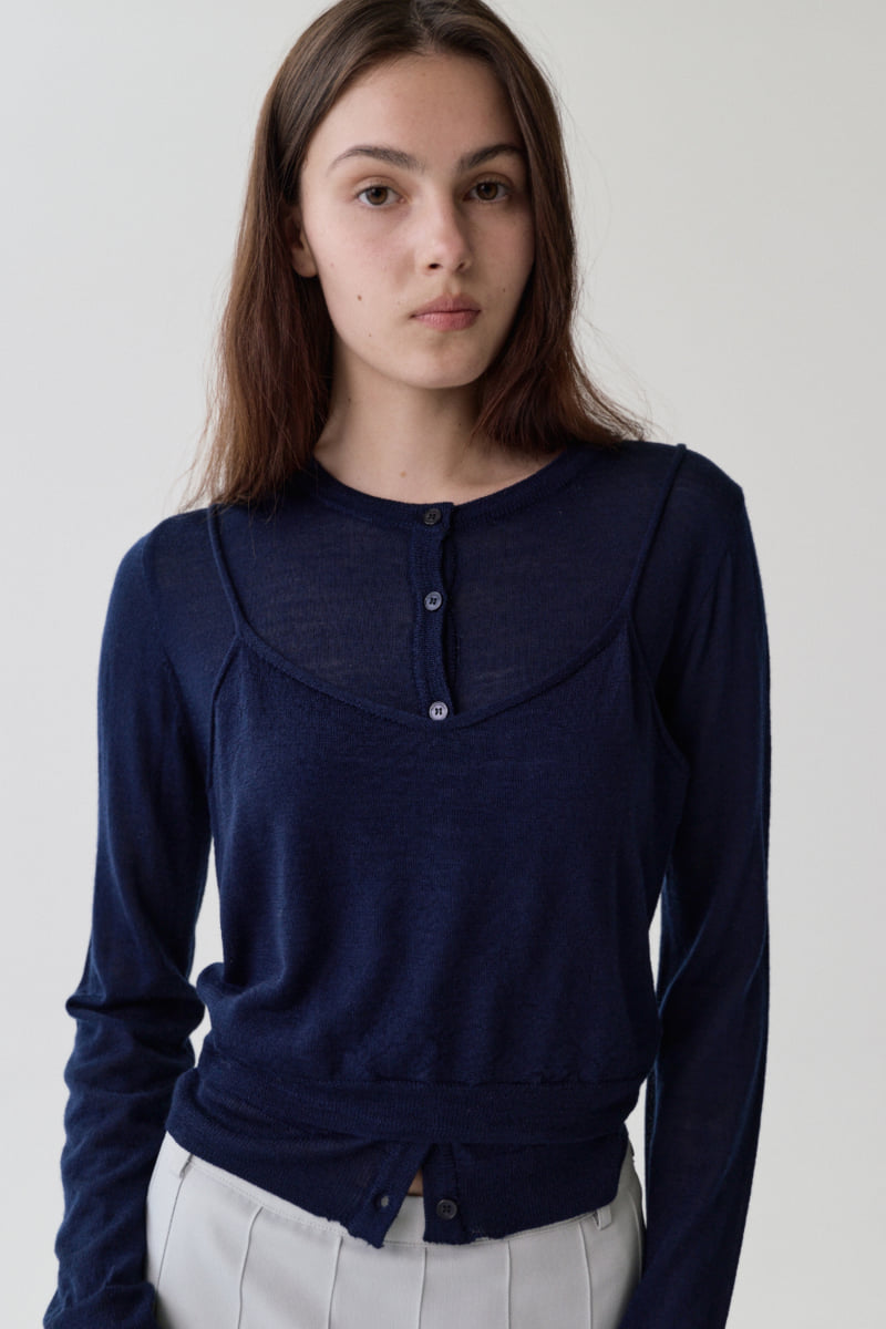 Understanding - Korean Women Fashion - #momslook - Round Knit Cardigan (Sleeveless Set) - 5