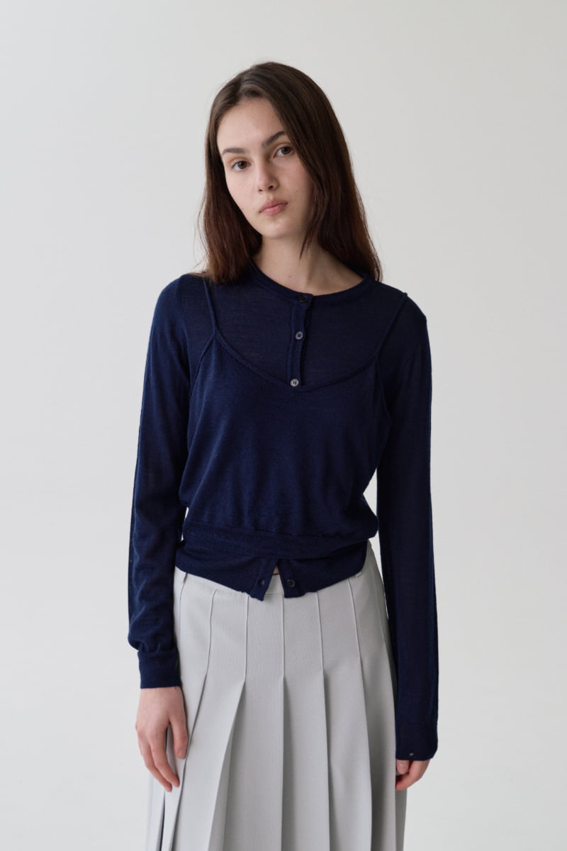 Understanding - Korean Women Fashion - #momslook - Round Knit Cardigan (Sleeveless Set) - 6
