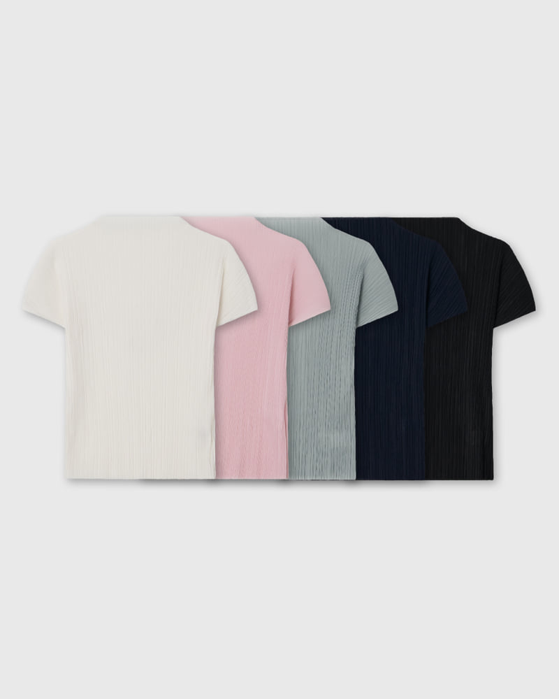 Understanding - Korean Women Fashion - #momslook - Fork Pleats Short Sleeve Tee