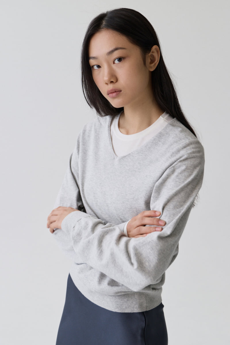 Understanding - Korean Women Fashion - #restrostyle - Cotton V-Neck Knit - 4