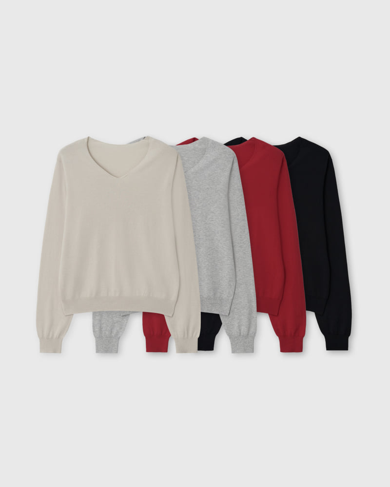 Understanding - Korean Women Fashion - #vintagekidsstyle - Cotton V-Neck Knit