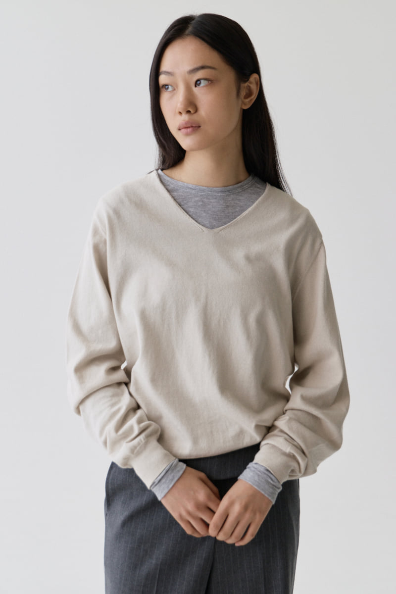Understanding - Korean Women Fashion - #womensfashion - Cotton V-Neck Knit - 9