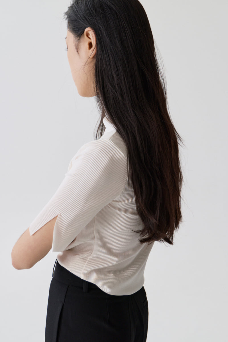Understanding - Korean Women Fashion - #womensfashion - Sleeve Slit Pleats Tee - 8