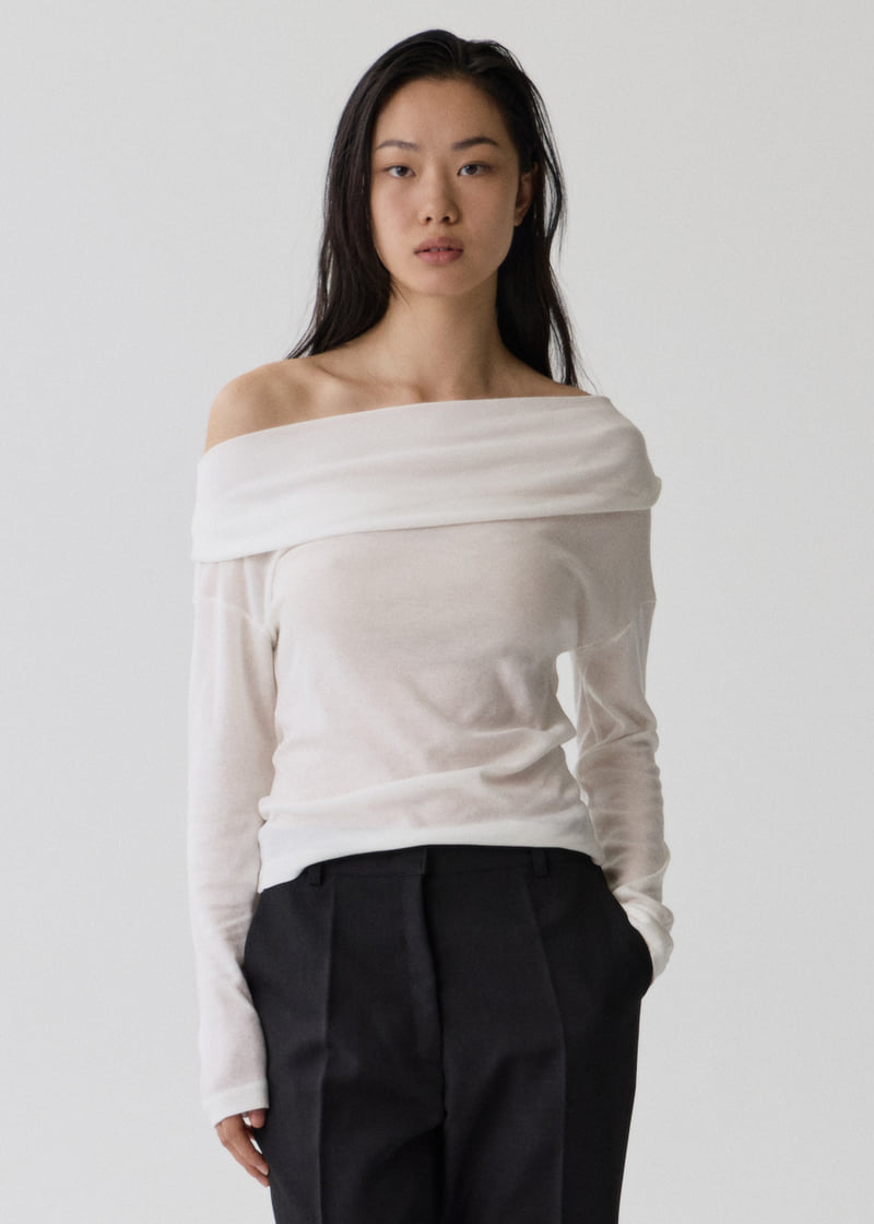 Understanding - Korean Women Fashion - #momslook - One Off-Shoulder Tee - 4