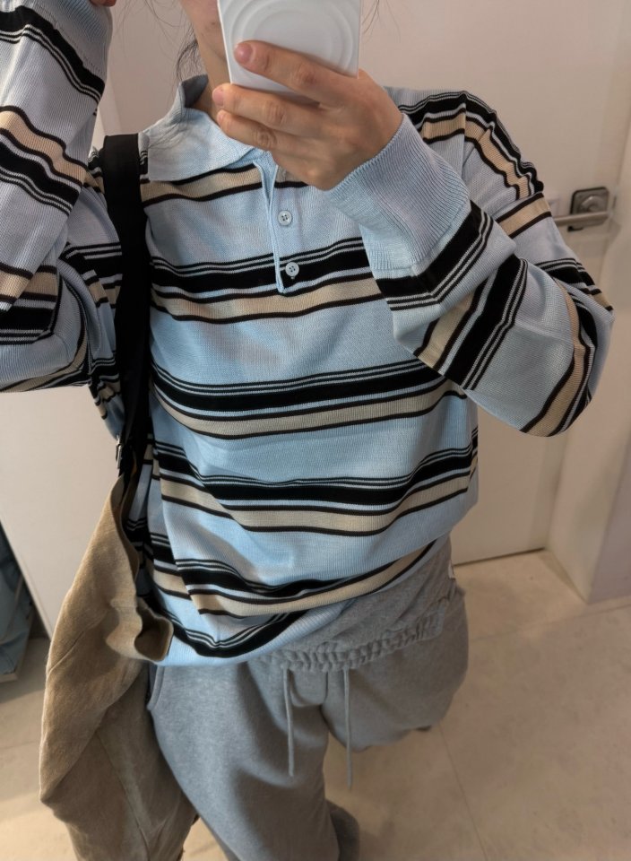 Uoov - Korean Women Fashion - #momslook - Now Stripe Collar Knit - 9