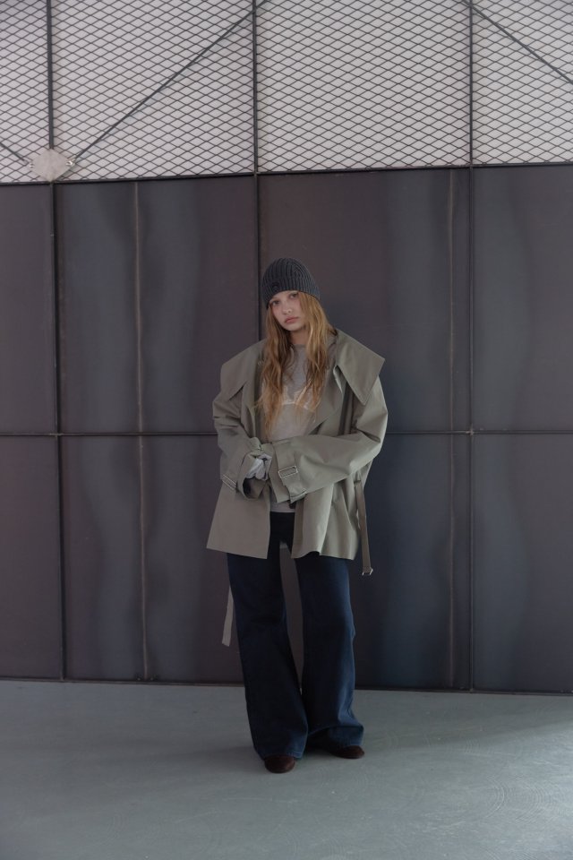 Uoov - Korean Women Fashion - #vintageinspired - Bold Collar Trench Jacket - 10