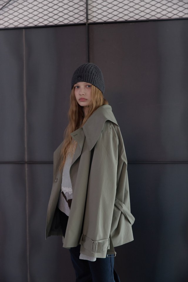 Uoov - Korean Women Fashion - #vintagekidsstyle - Bold Collar Trench Jacket - 11