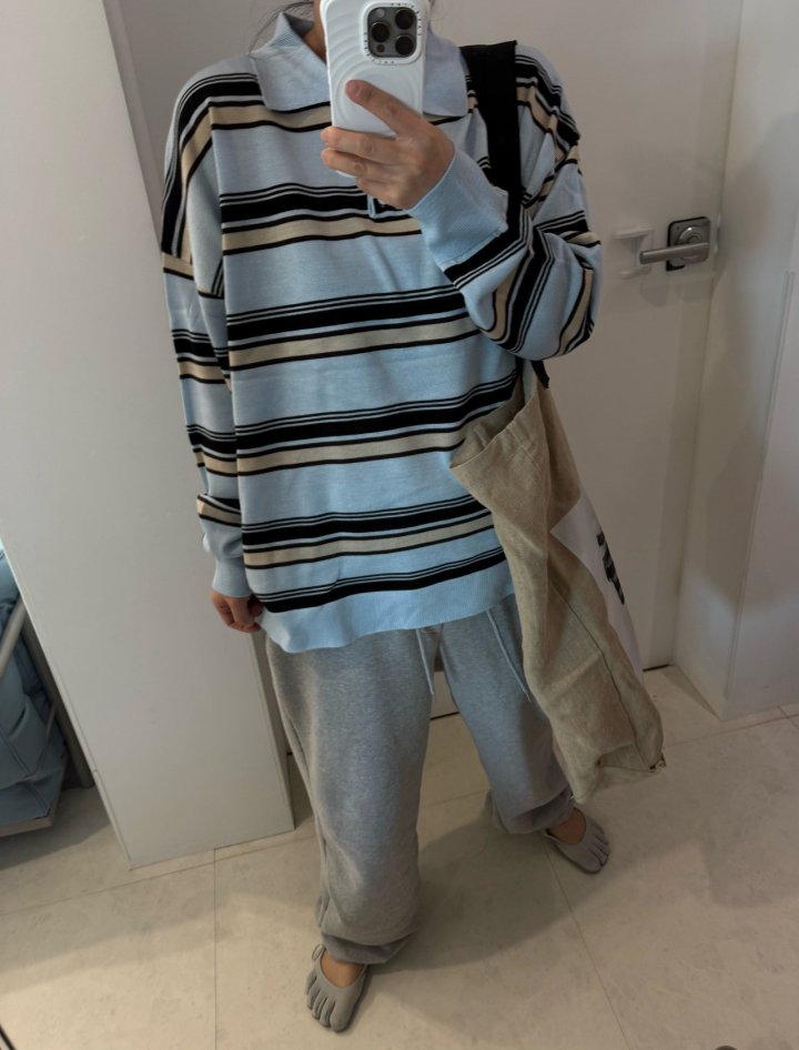Uoov - Korean Women Fashion - #womensfashion - Now Stripe Collar Knit - 2