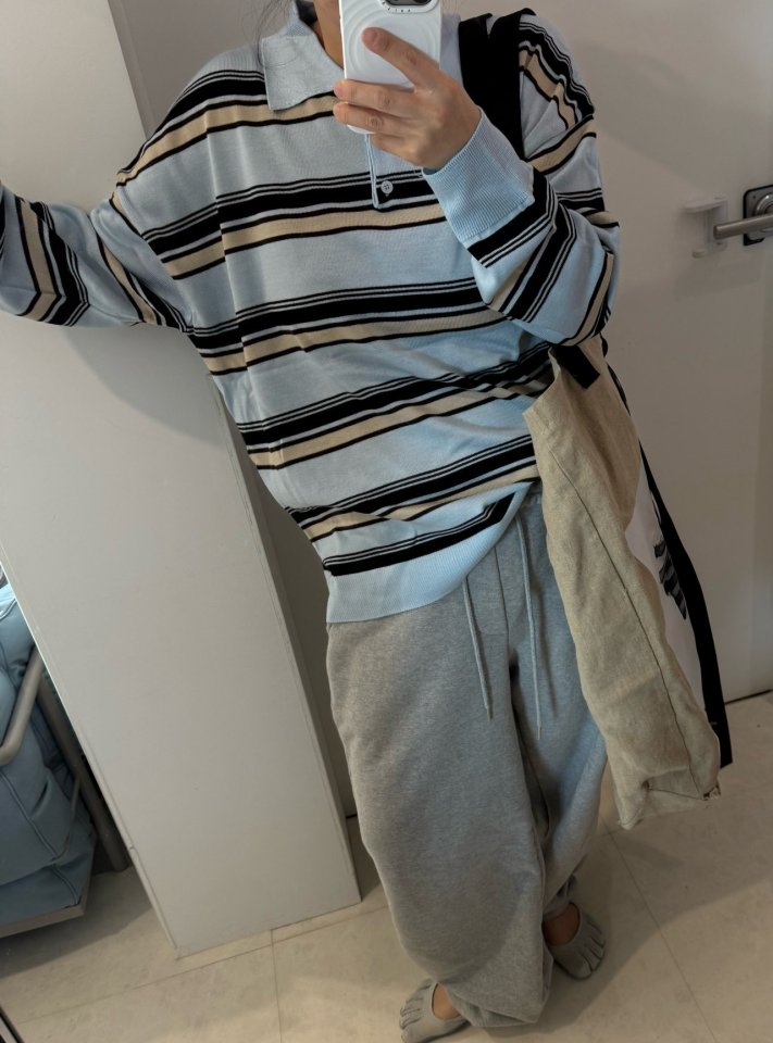 Uoov - Korean Women Fashion - #momslook - Now Stripe Collar Knit - 4