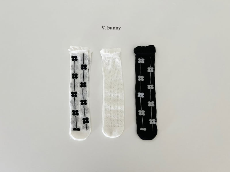 V Bunny - Korean Children Fashion - #fashionkids - Flower Line Socks Set