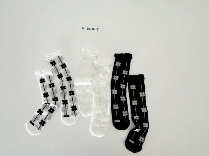 V Bunny - Korean Children Fashion - #kidsstore - Flower Line Socks Set - 4