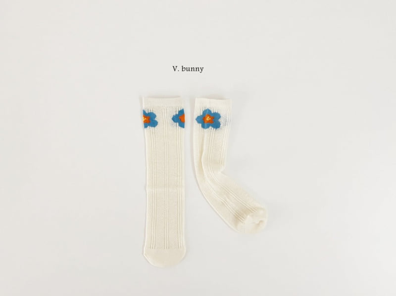 V Bunny - Korean Children Fashion - #minifashionista - Blue Flower Socks Set - 6