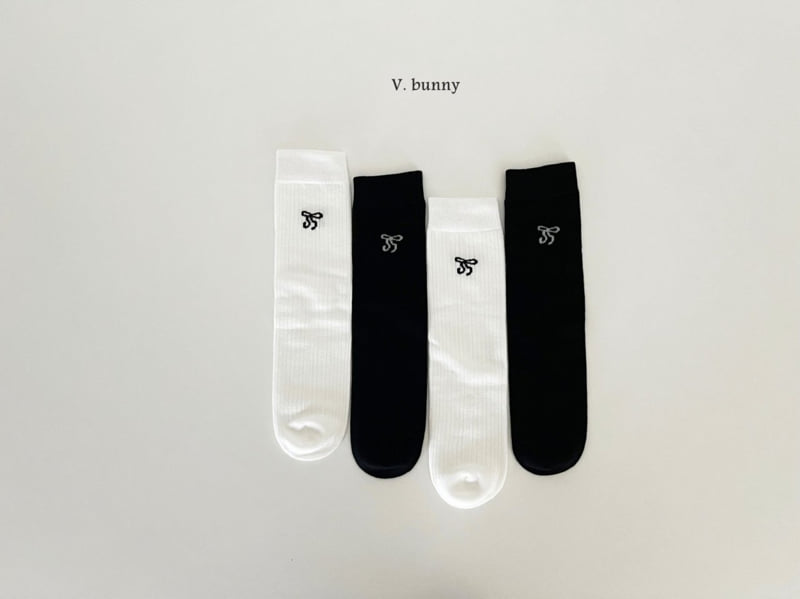 V Bunny - Korean Children Fashion - #minifashionista - Double Ribbon Socks Set - 9