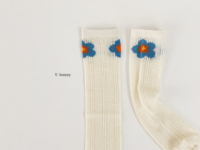 V Bunny - Korean Children Fashion - #prettylittlegirls - Blue Flower Socks Set - 7