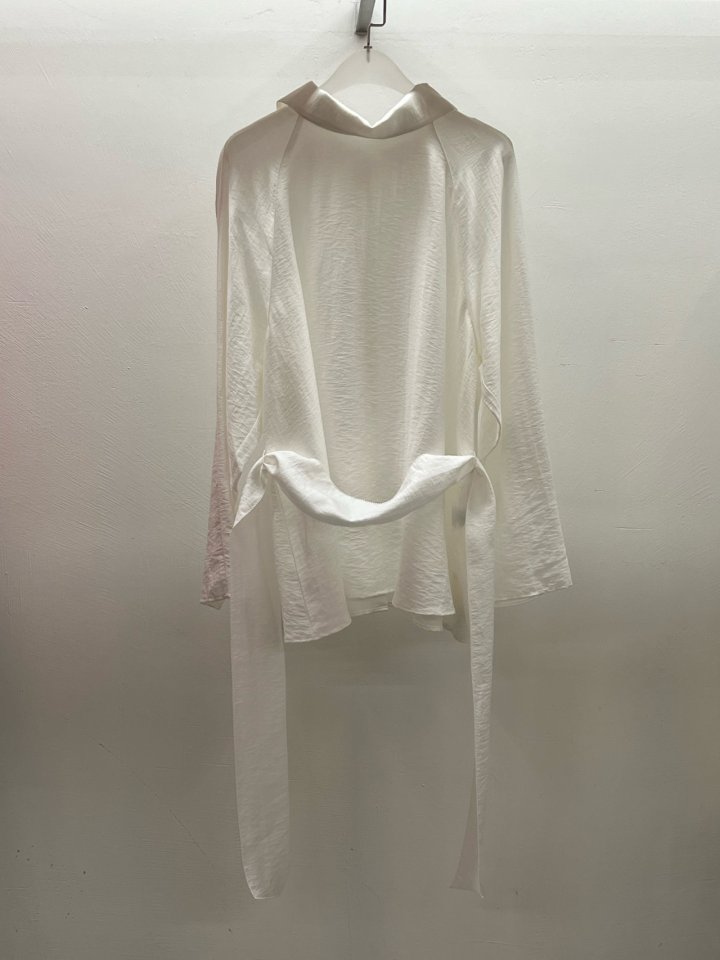 Wearableremake - Korean Women Fashion - #momslook - High-Neck Tie Shirt - 3