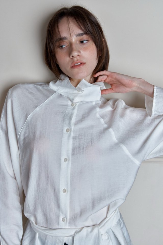 Wearableremake - Korean Women Fashion - #momslook - High-Neck Tie Shirt - 9
