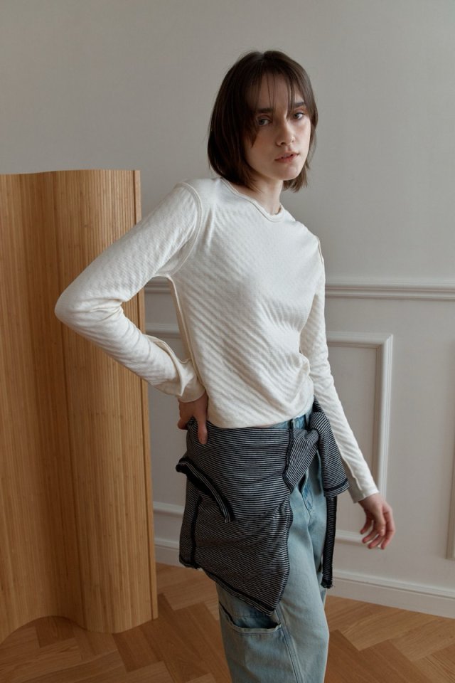 Wearableremake - Korean Women Fashion - #womensfashion - Reversible Stripe Tee - 6